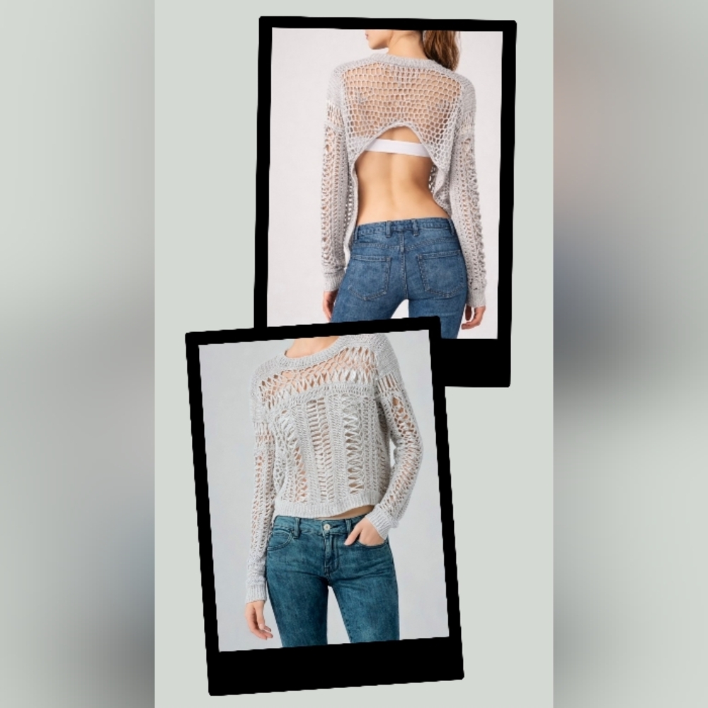 THEYSKENS' Theory Open Back Knit Sweater Jumper Asymmetric XS-S Grey